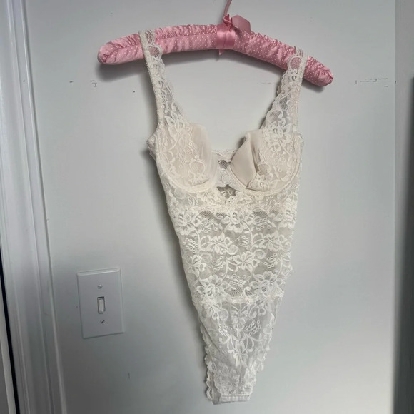 Elegant Vintage Lace Bodysuit in White Fairycore angelcore coquette dreamy 34B - Picture 6 of 8